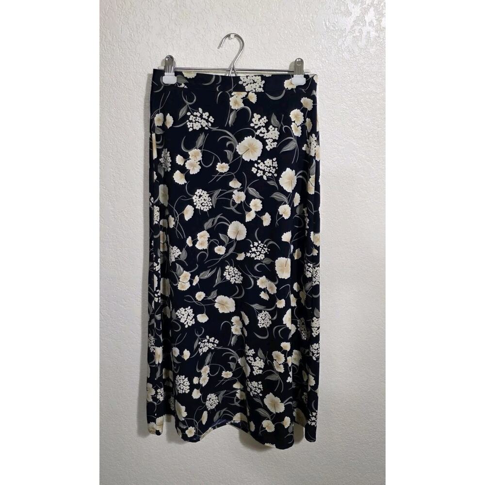 Bicé Vintage Blue And White Floral Skirt Size 10 A Line Flowing Polyester